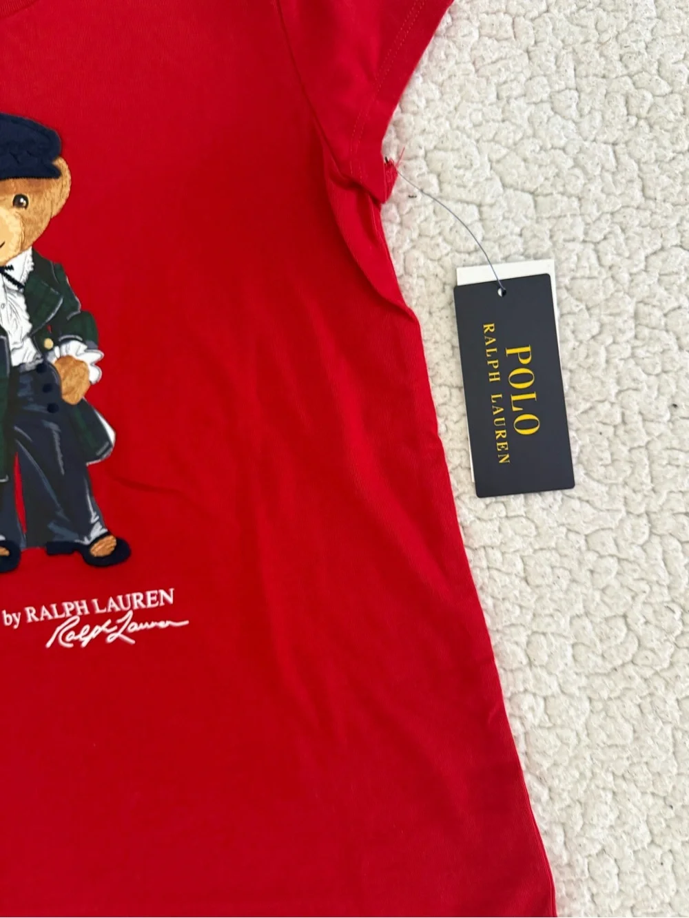 New girls Sz M 8-10, XL 16 Ralph Lauren Red Polo Bear Short Sleeve shirt
